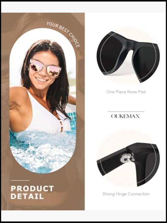 Polarized Sunglasses with UV400 Protection, Lightweight Plastic Frames main image 5